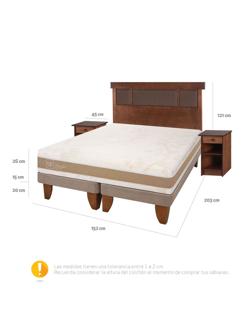 Cama Europea Rilassati Infinity 2 Plazas Long Base Dividida + Set Muebles New Dublin Café-1