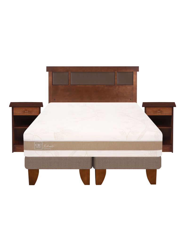 Cama Europea Rilassati Infinity 2 Plazas Long Base Dividida + Set Muebles New Dublin Café-2