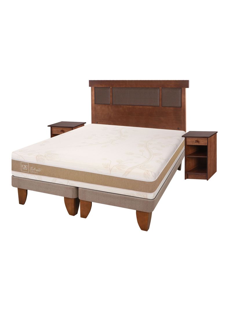 Cama Europea Rilassati Infinity 2 Plazas Long Base Dividida + Set Muebles New Dublin Café-0