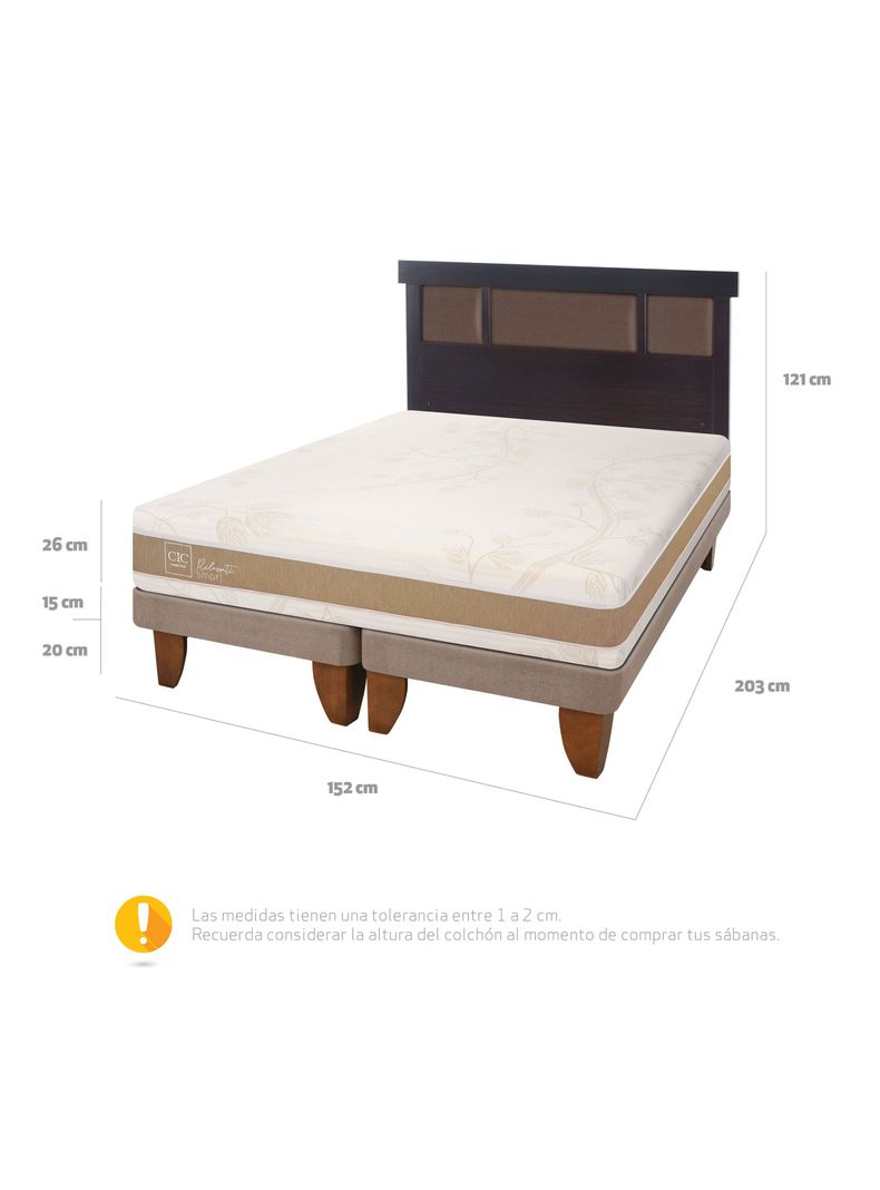 Cama Europea Rilassati Infinity 2 Plazas Base Dividida + Respaldo New Dublin Chocolate-1
