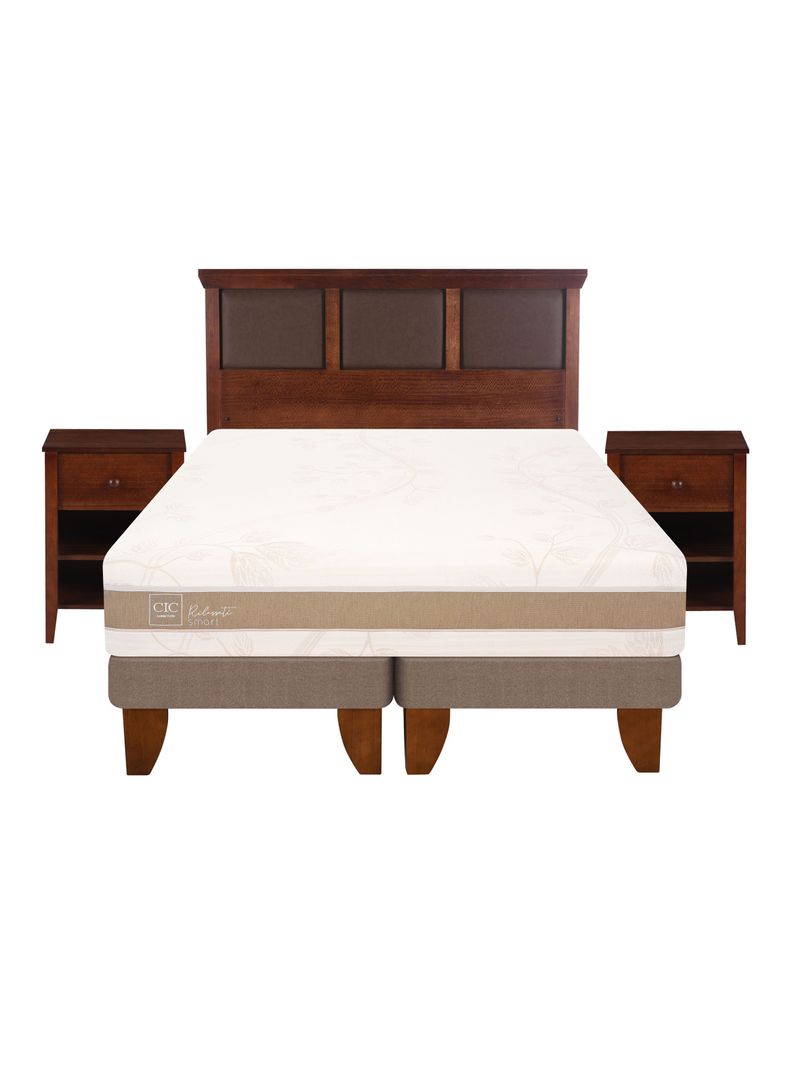 Cama Europea Rilassati Infinity 2 Plazas Long Base Dividida + Set Muebles New Torino Café-2
