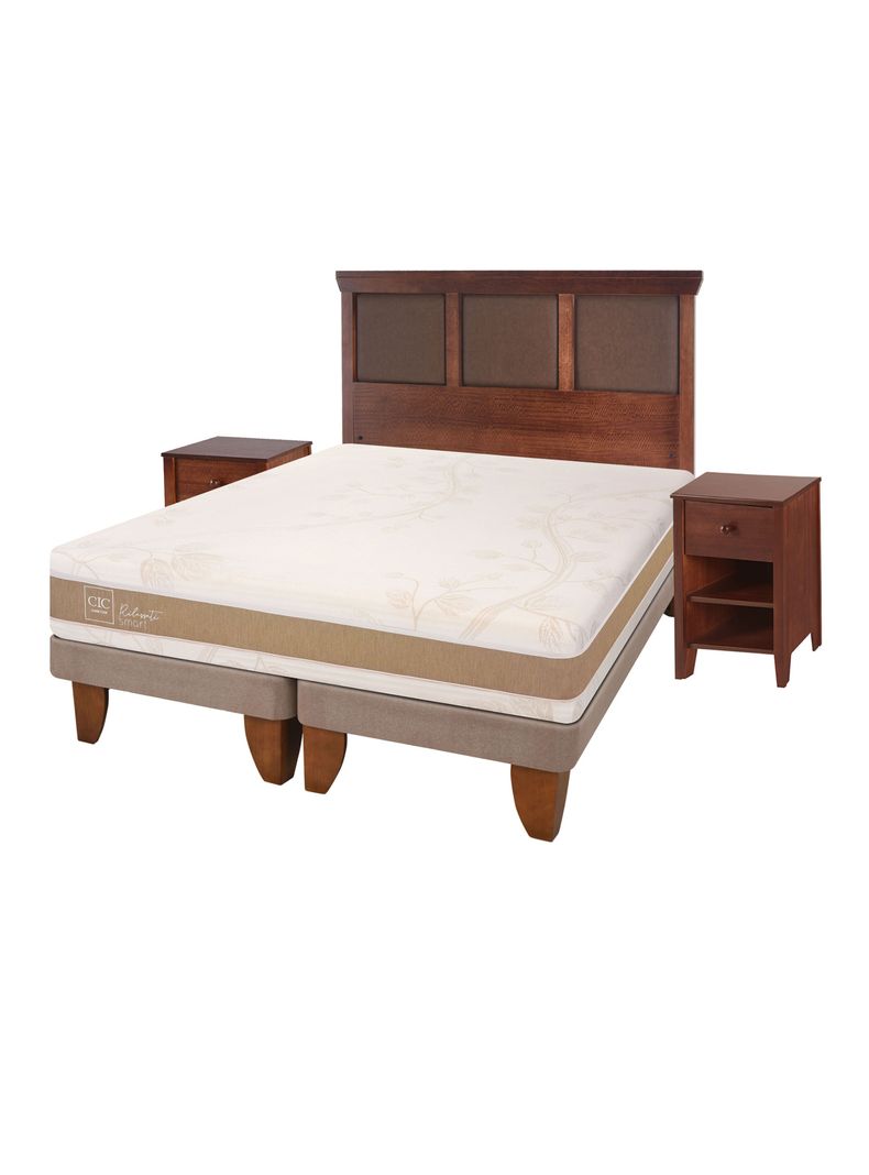 Cama Europea Rilassati Infinity 2 Plazas Long Base Dividida + Set Muebles New Torino Café-0