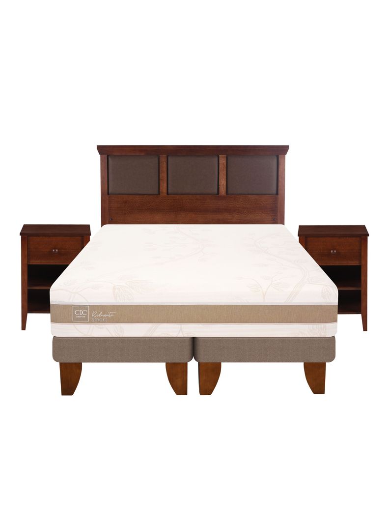 Cama Europea Rilassati Infinity King Base Dividida + Set Muebles New Torino Café-2