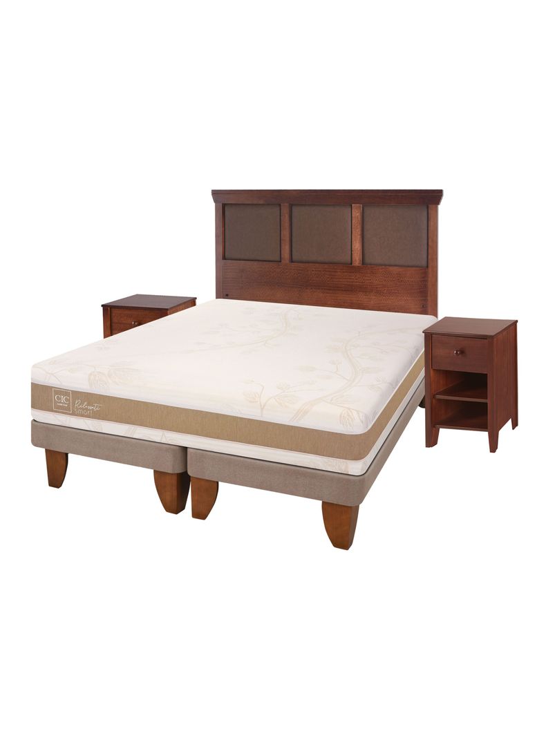 Cama Europea Rilassati Infinity King Base Dividida + Set Muebles New Torino Café-0