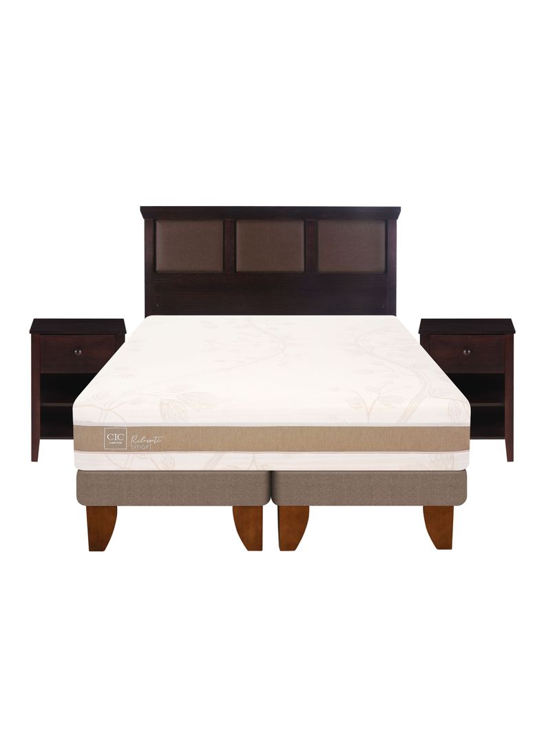 Cama Europea Rilassati Infinity 2 Plazas Long Base Dividida + Set Muebles New Torino Chocolate-2
