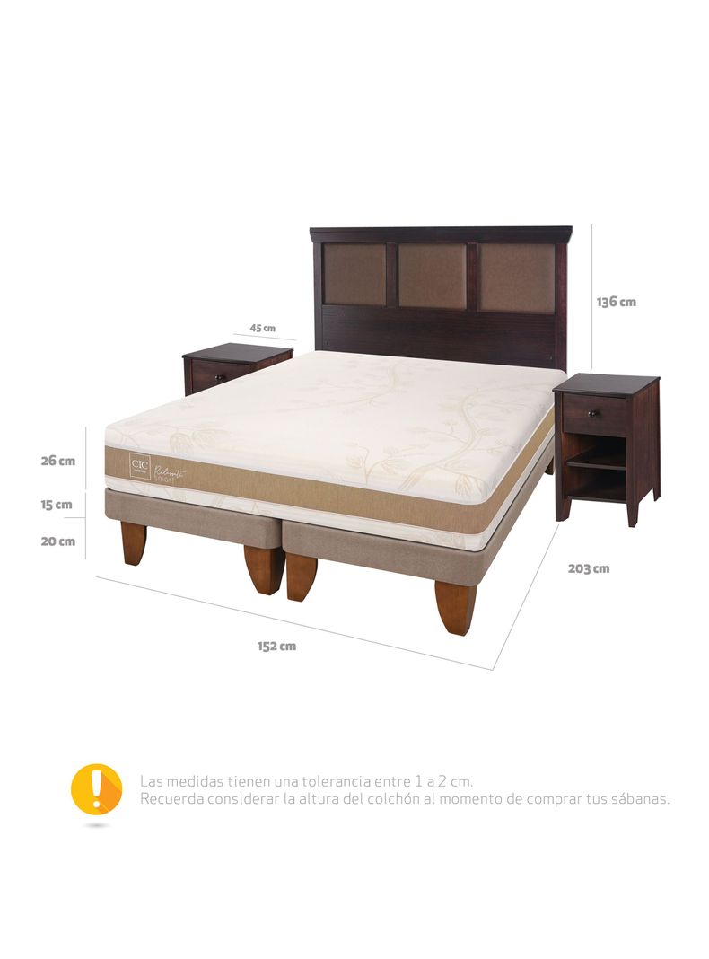 Cama Europea Rilassati Infinity 2 Plazas Long Base Dividida + Set Muebles New Torino Chocolate-1