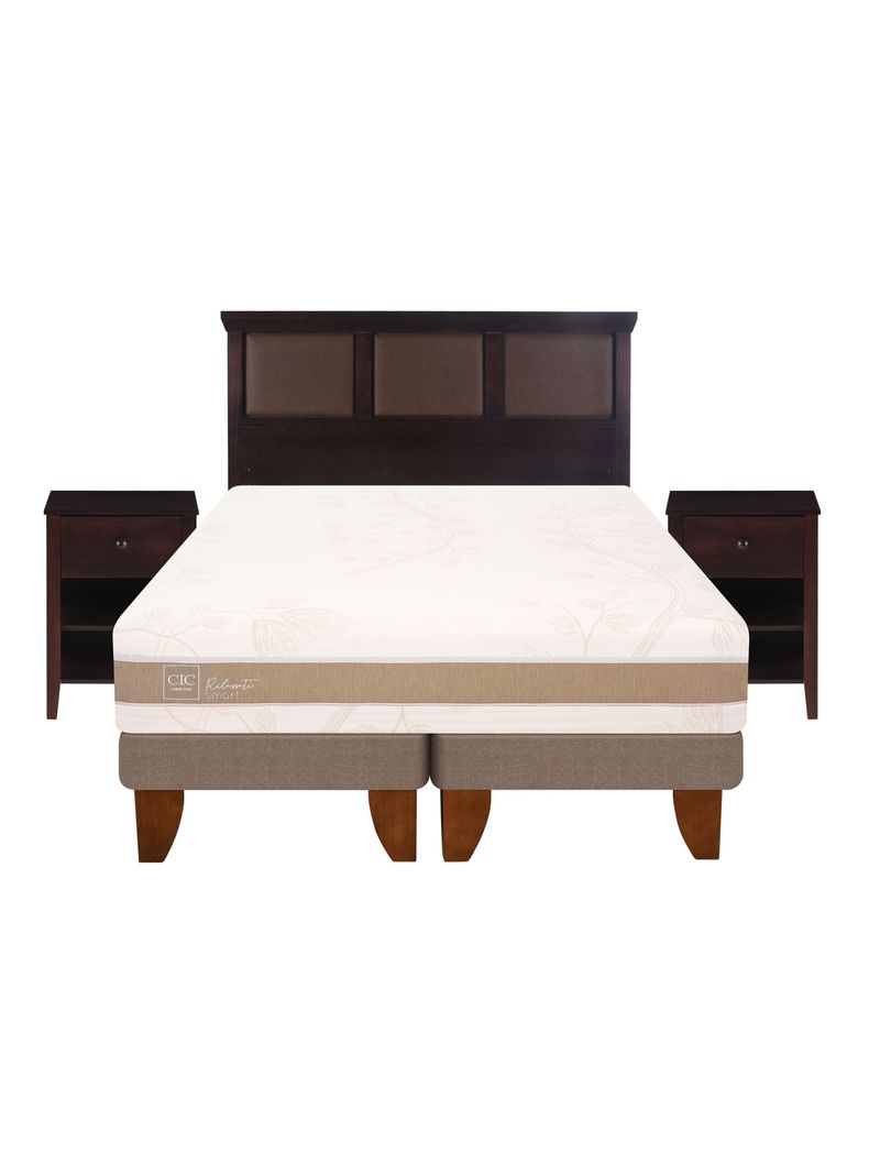 Cama Europea Rilassati Infinity King Base Dividida + Set Muebles New Torino Chocolate-2