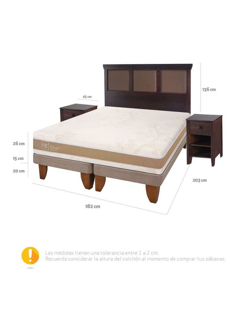 Cama Europea Rilassati Infinity King Base Dividida + Set Muebles New Torino Chocolate-1