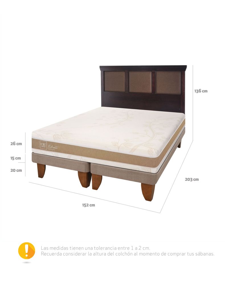 Cama Europea Rilassati Infinity 2 Plazas Base Dividida + Respaldo New Torino Chocolate-1