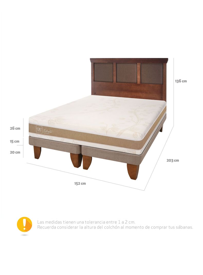 Cama Europea Rilassati Infinity 2 Plazas Base Dividida + Respaldo New Torino Café-1