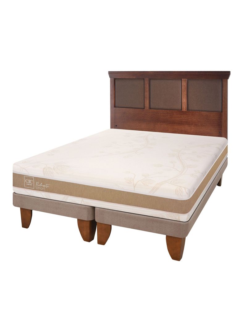 Cama Europea Rilassati Infinity King Base Dividida + Respaldo New Torino Café-0