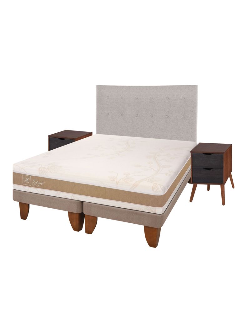 Cama Europea Rilassati Infinity 2 Plazas Long Base Dividida + Set Muebles Tigris Gris-0