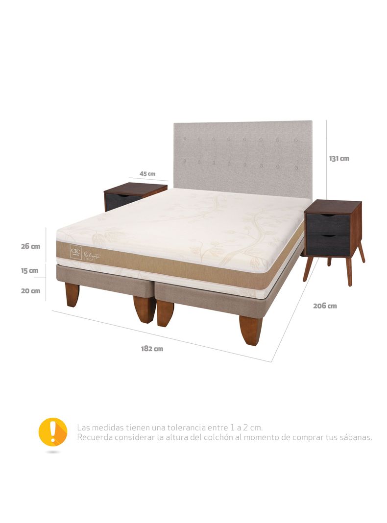 Cama Europea Rilassati Infinity King Base Dividida + Set Muebles Tigris Gris-1