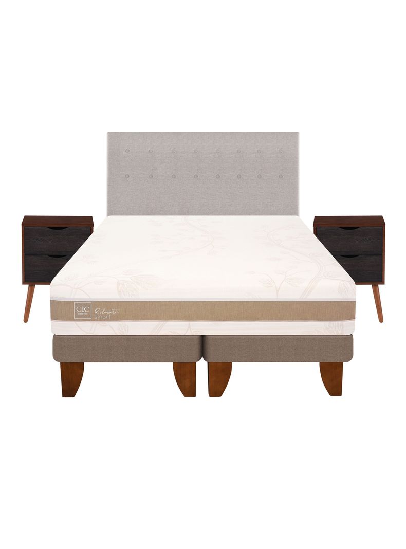 Cama Europea Rilassati Infinity King Base Dividida + Set Muebles Tigris Gris-2