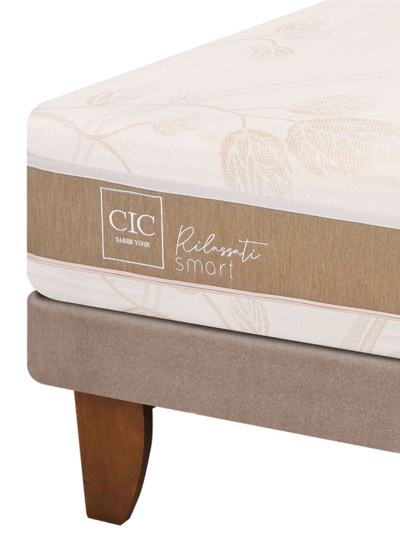 Cama Europea Rilassati Infinity King Base Dividida + Respaldo Tigris Gris-3