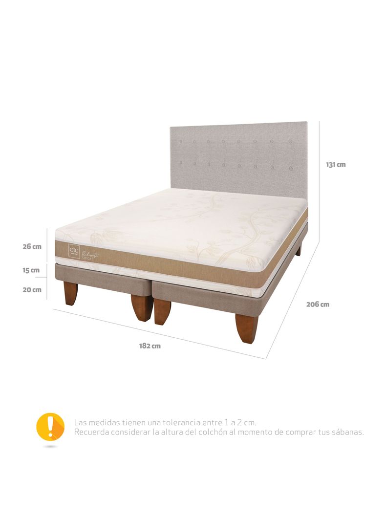Cama Europea Rilassati Infinity King Base Dividida + Respaldo Tigris Gris-1