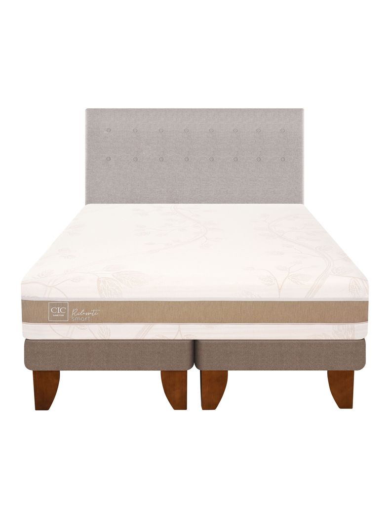 Cama Europea Rilassati Infinity King Base Dividida + Respaldo Tigris Gris-2