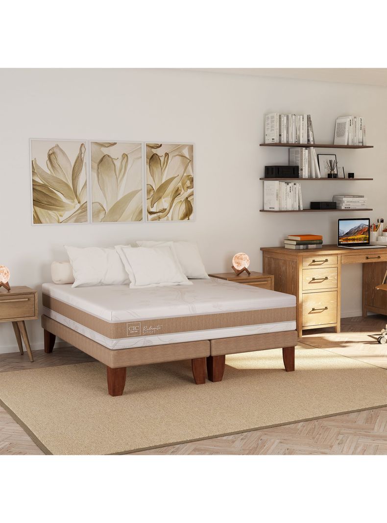 Cama Europea Rilassati Infinity King Base Dividida + Respaldo Tigris Gris-4
