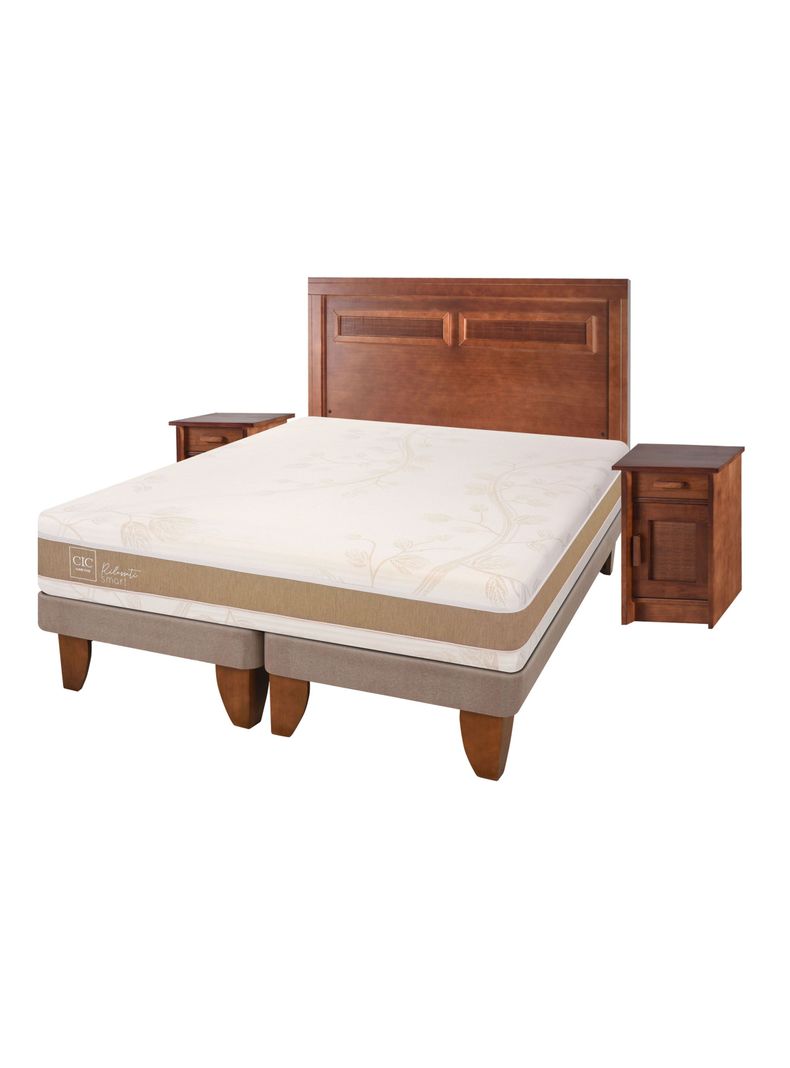 Cama Europea Rilassati Infinity 2 Plazas Long Base Dividida + Set Muebles Milan Café-0