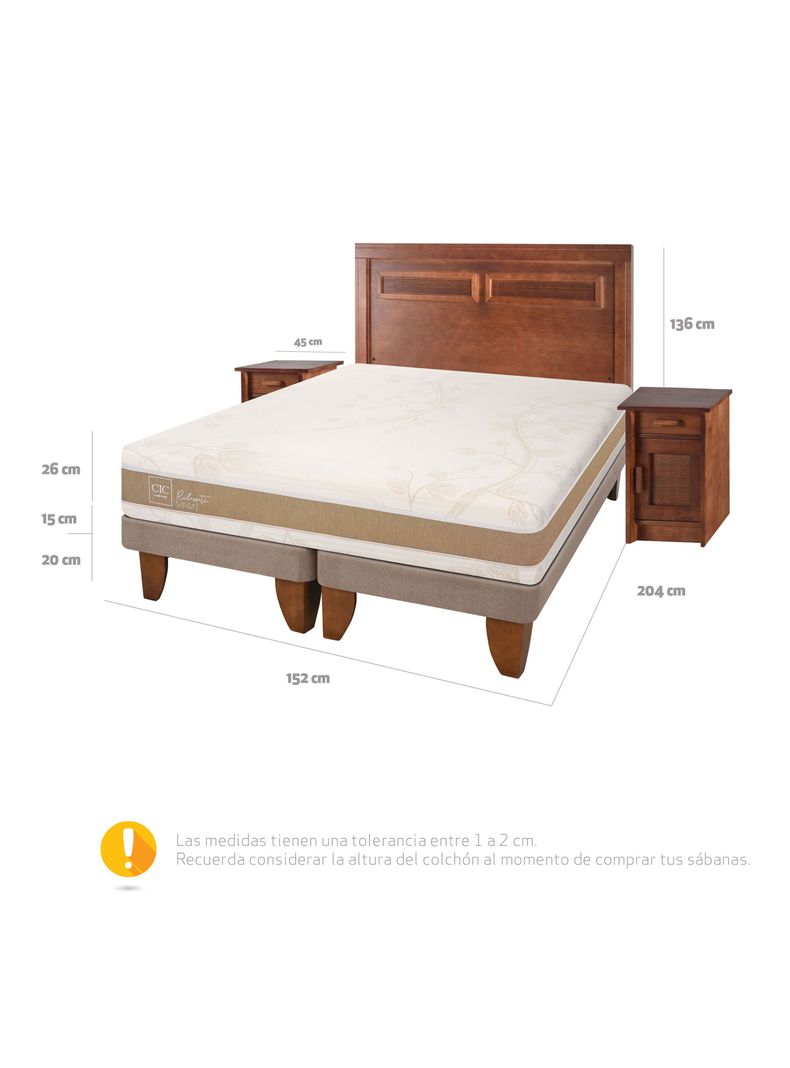 Cama Europea Rilassati Infinity 2 Plazas Long Base Dividida + Set Muebles Milan Café-1