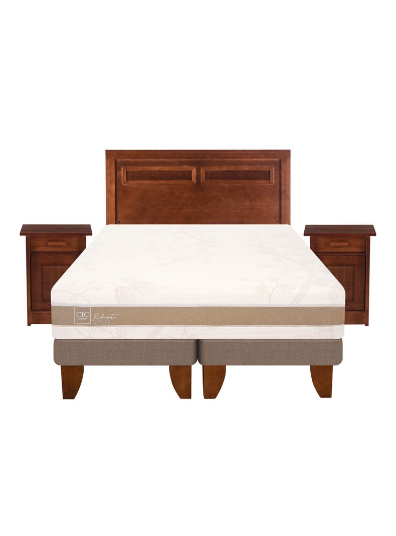 Cama Europea Rilassati Infinity 2 Plazas Long Base Dividida + Set Muebles Milan Café-2