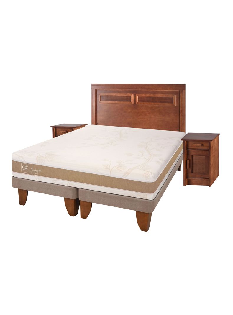 Cama Europea Rilassati Infinity King Base Dividida + Set Muebles Milan Café-0