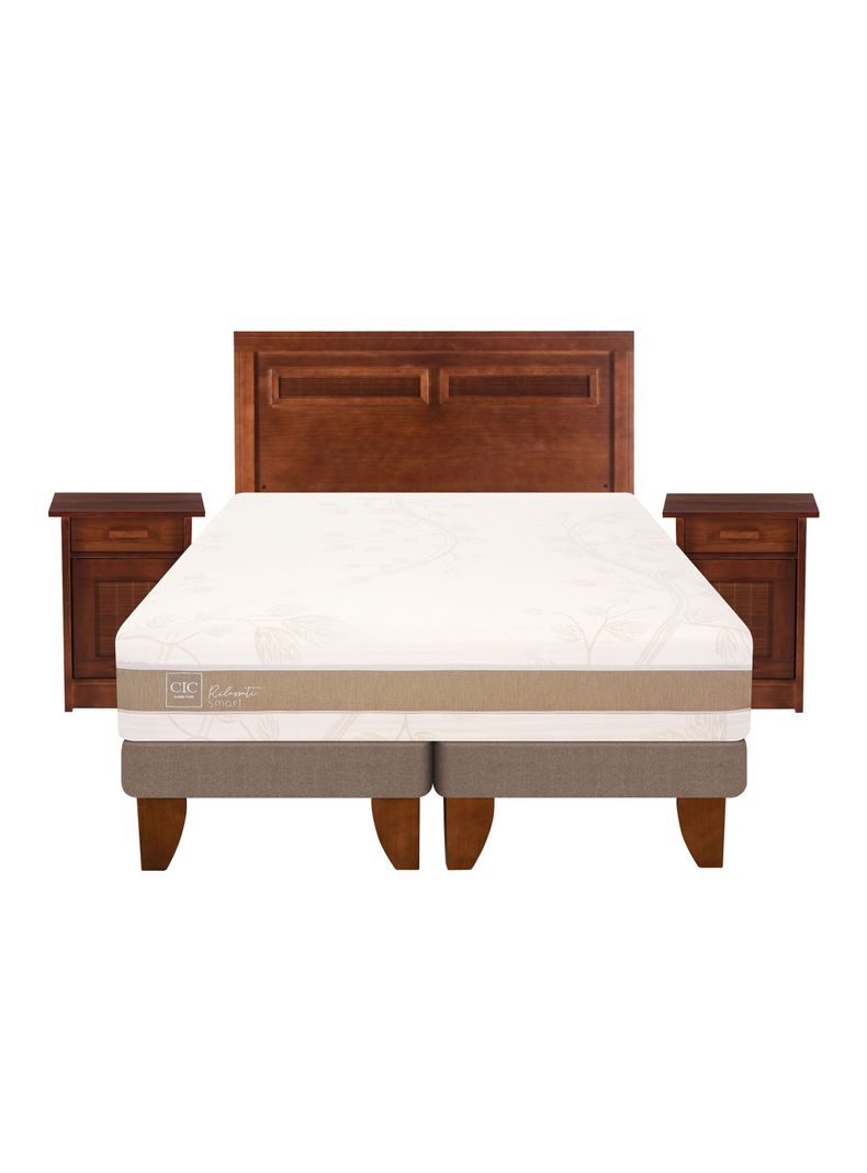 Cama Europea Rilassati Infinity King Base Dividida + Set Muebles Milan Café-2
