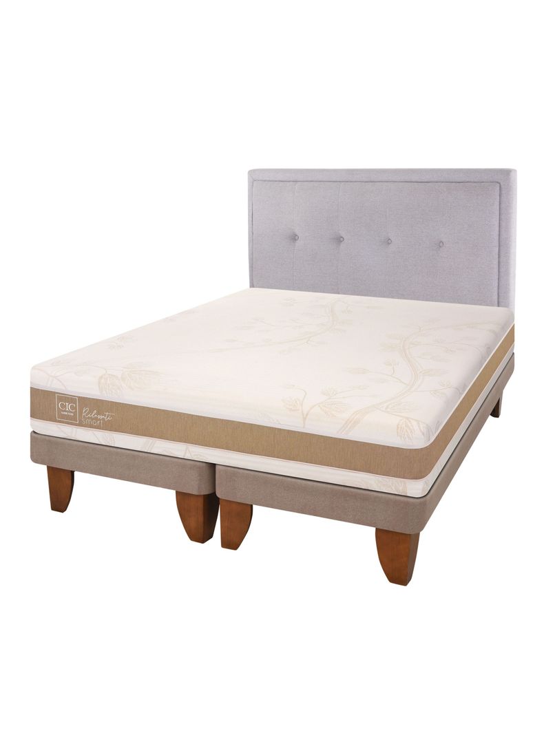 Cama Europea Rilassati Infinity 2 Plazas Long Base Dividida + Respaldo Ganges Gris-0