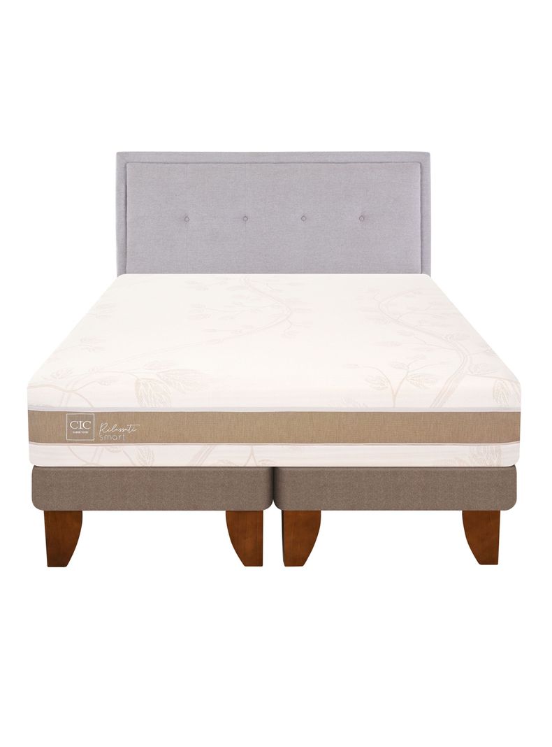 Cama Europea Rilassati Infinity 2 Plazas Long Base Dividida + Respaldo Ganges Gris-2