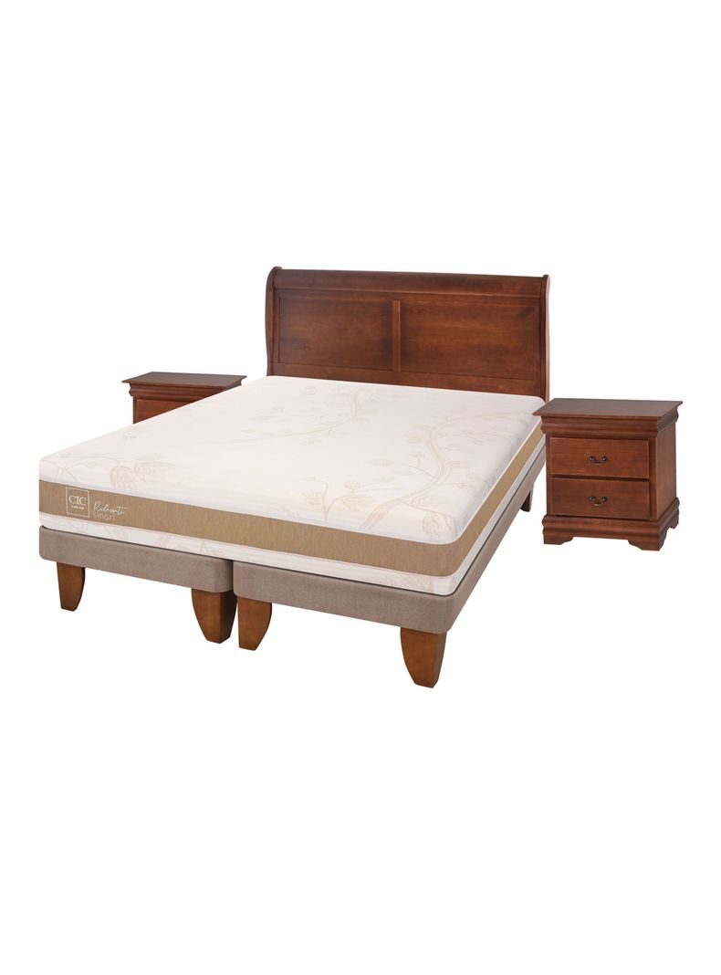 Cama Europea Rilassati Infinity King Base Dividida + Set Muebles Kavery Miro Café-0