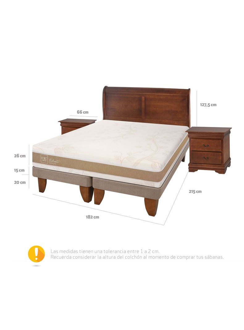 Cama Europea Rilassati Infinity King Base Dividida + Set Muebles Kavery Miro Café-1