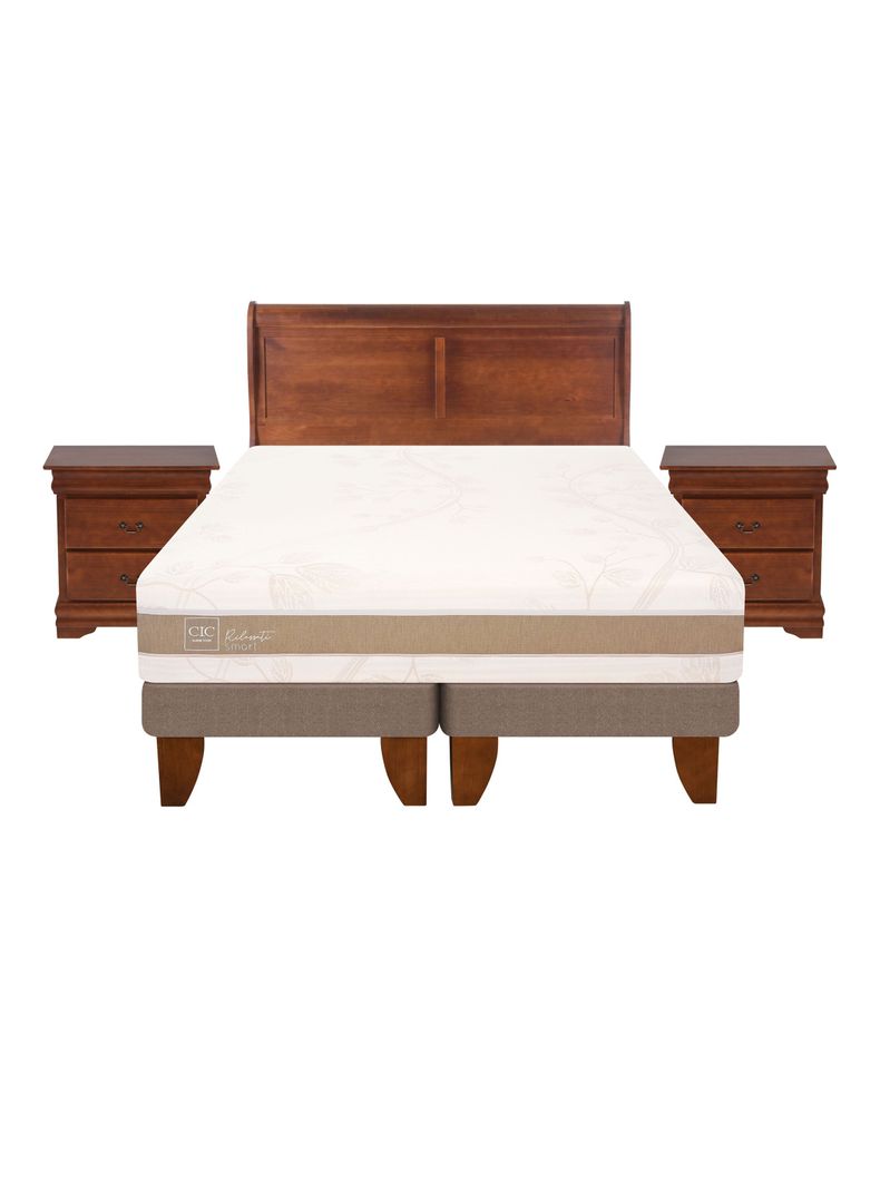 Cama Europea Rilassati Infinity King Base Dividida + Set Muebles Kavery Miro Café-2