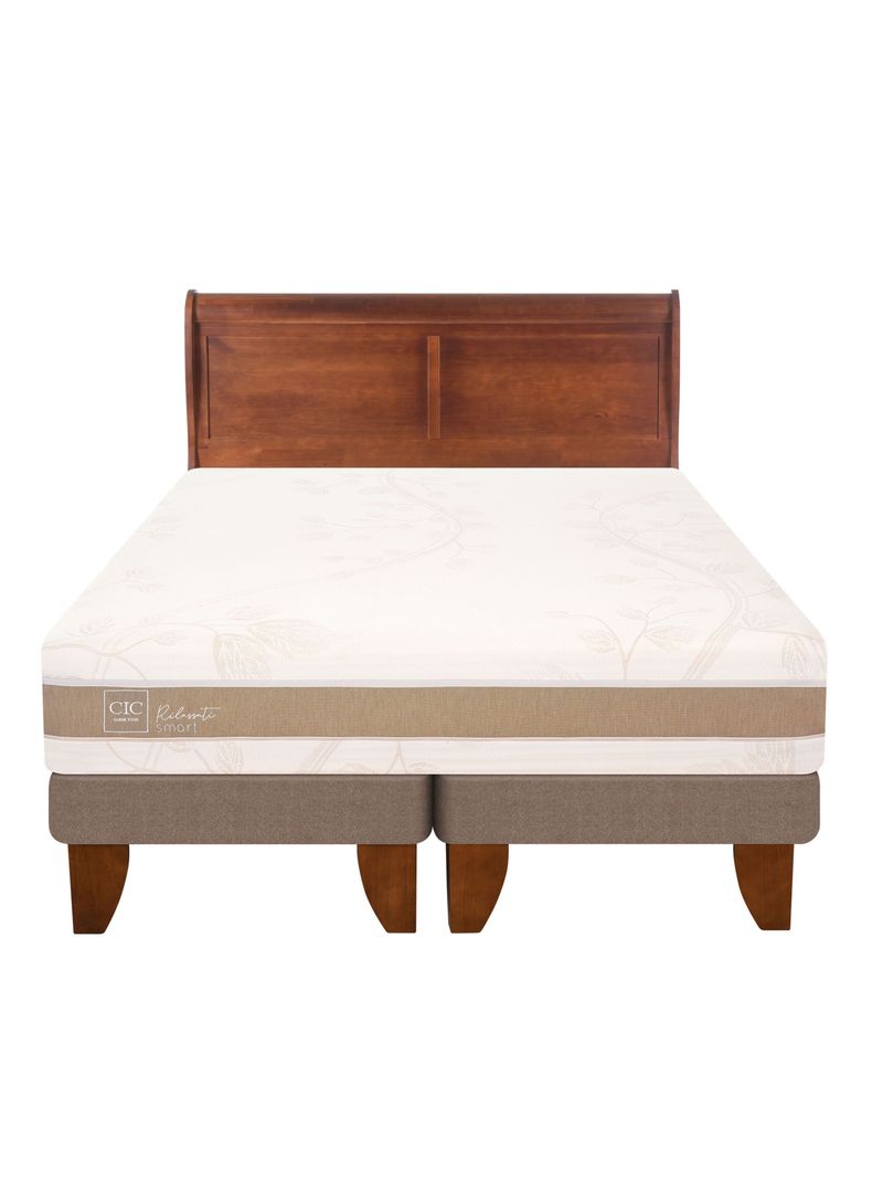 Cama Europea Rilassati Infinity King Base Dividida + Respaldo Miro Café-2