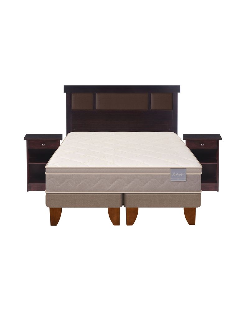 Cama Europea Rilassati 2 Plazas Long Base Dividida + Set Muebles New Dublin Chocolate-2