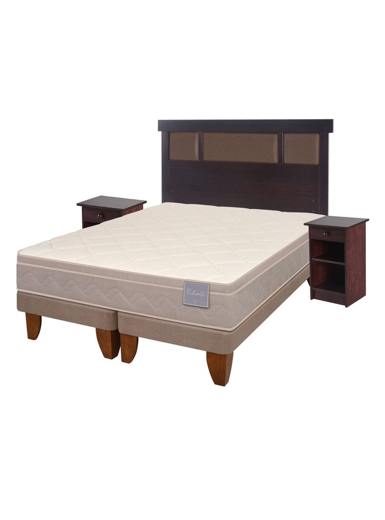 Cama Europea Rilassati 2 Plazas Long Base Dividida + Set Muebles New Dublin Chocolate-0