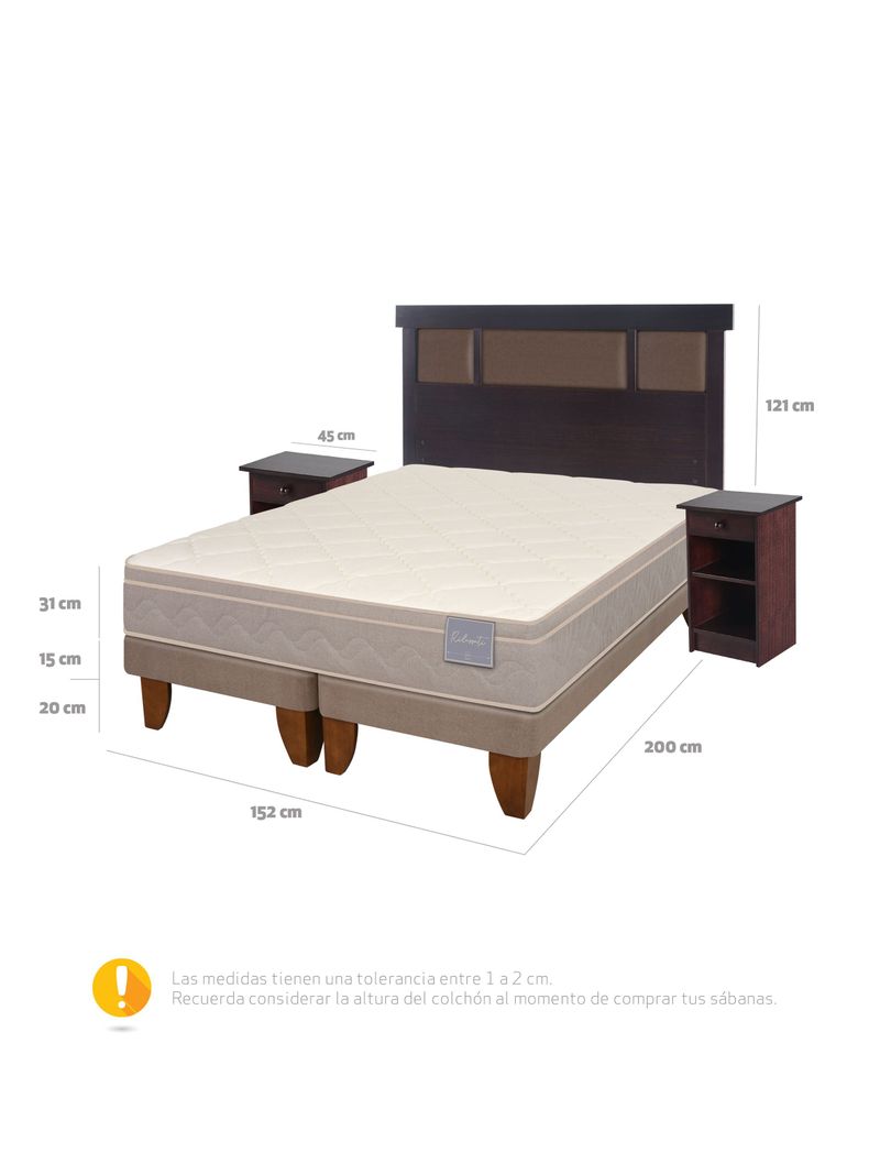 Cama Europea Rilassati 2 Plazas Long Base Dividida + Set Muebles New Dublin Chocolate-1