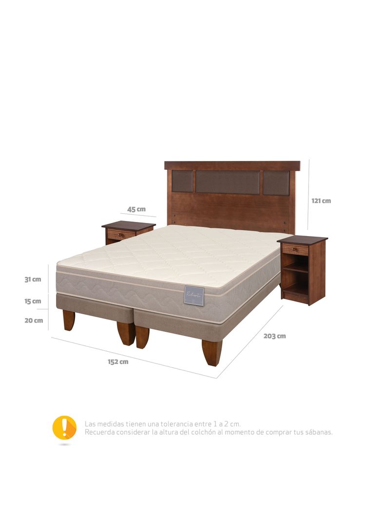 Cama Europea Rilassati 2 Plazas Long Base Dividida + Set Muebles New Dublin Café-1