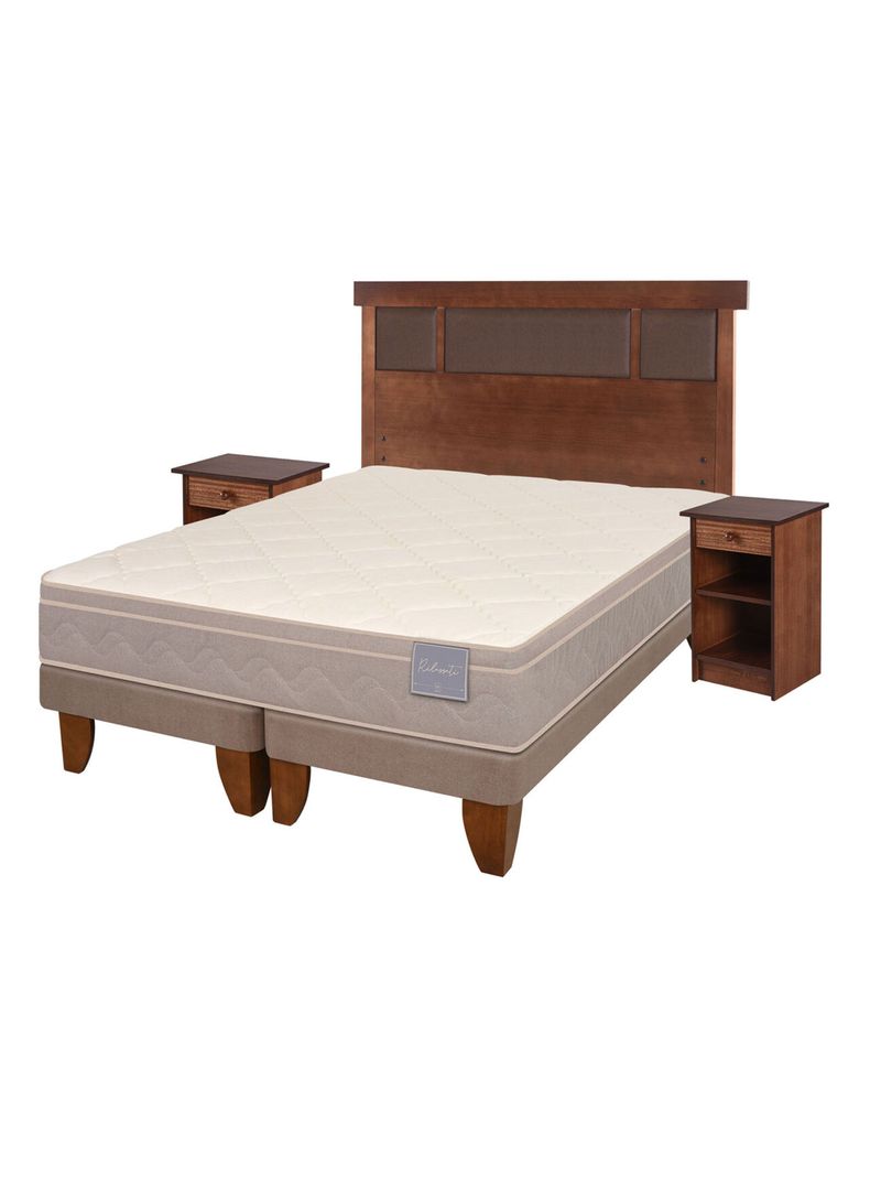 Cama Europea Rilassati 2 Plazas Long Base Dividida + Set Muebles New Dublin Café-0