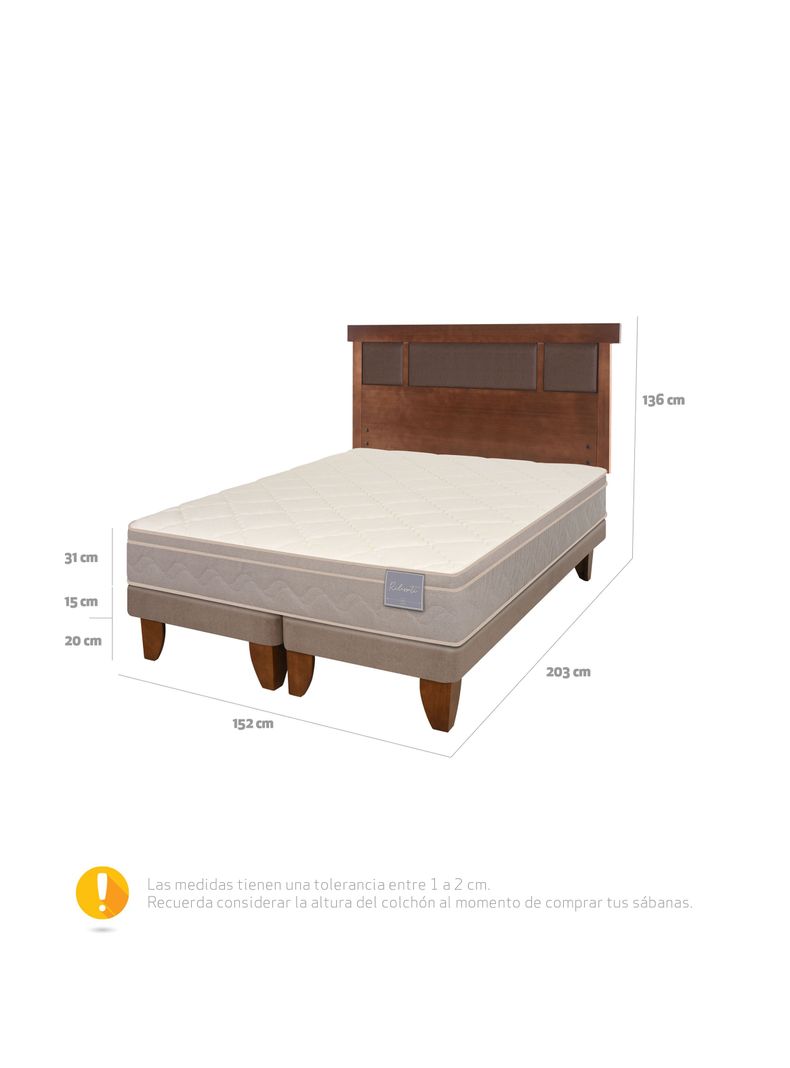 Cama Europea Rilassati 2 Plazas Base Dividida + Respaldo New Dublin Café-1