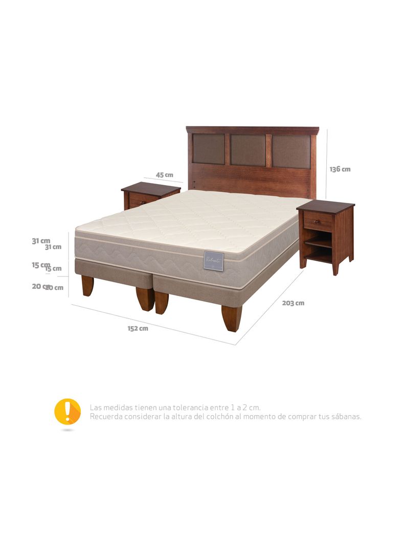 Cama Europea Rilassati 2 Plazas Long Base Dividida + Set Muebles New Torino Café-1