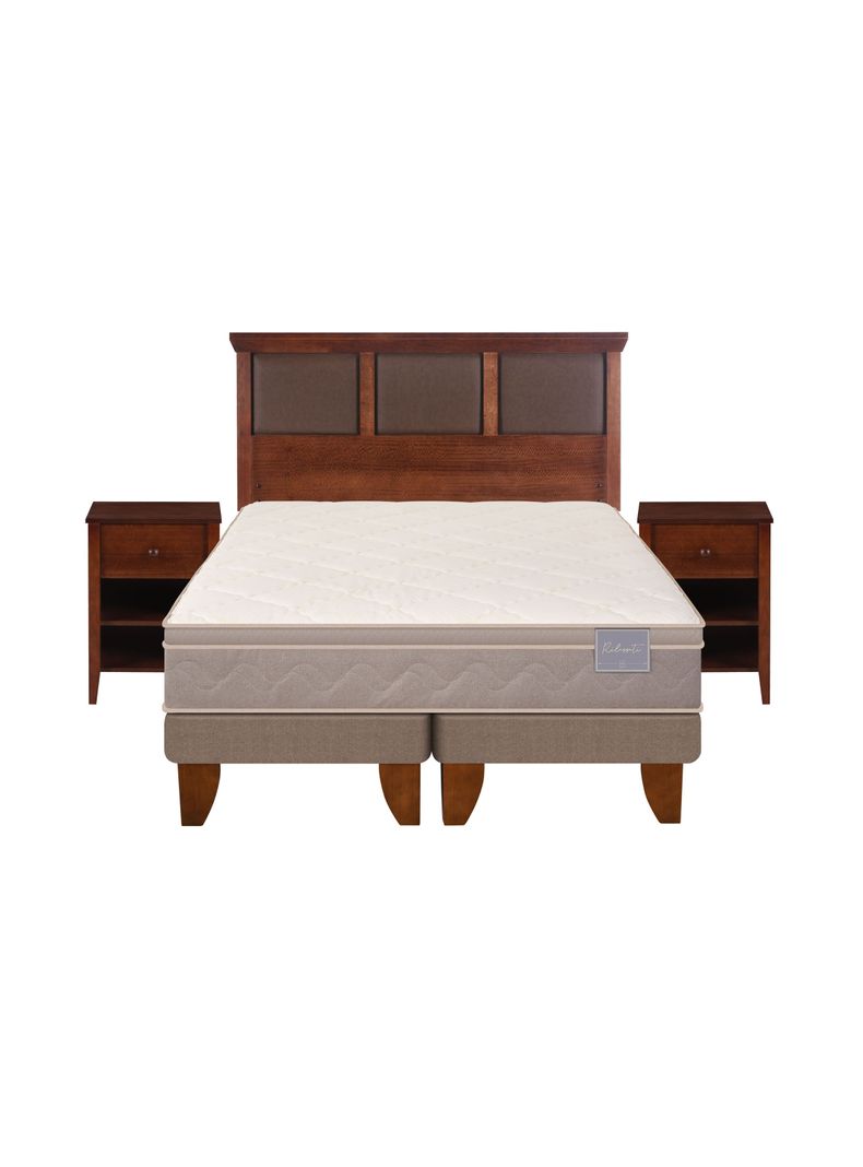 Cama Europea Rilassati 2 Plazas Long Base Dividida + Set Muebles New Torino Café-2