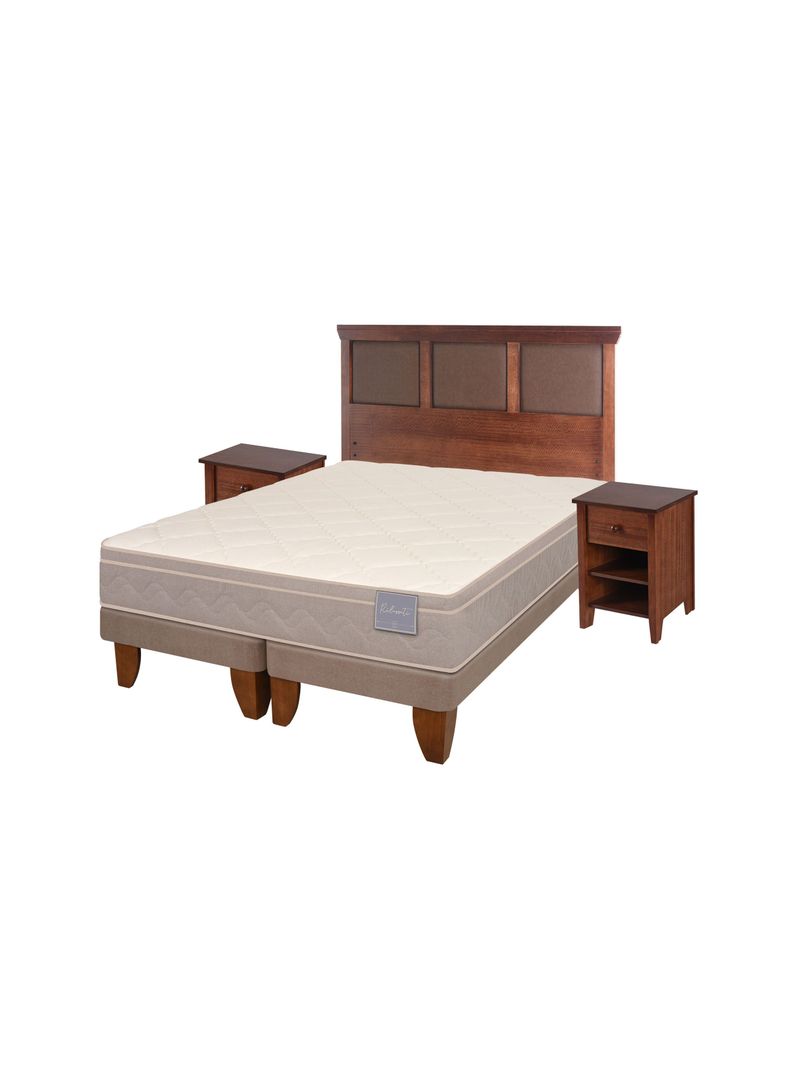 Cama Europea Rilassati 2 Plazas Long Base Dividida + Set Muebles New Torino Café-0