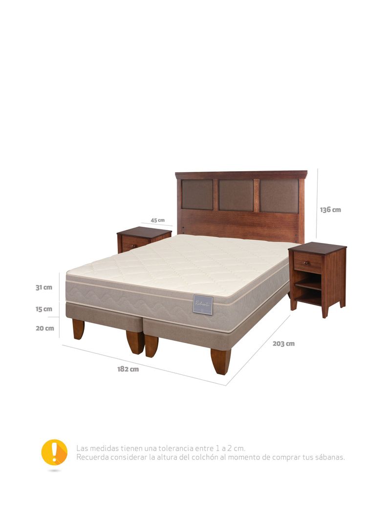 Cama Europea Rilassati King Base Dividida + Set Muebles New Torino Café-1
