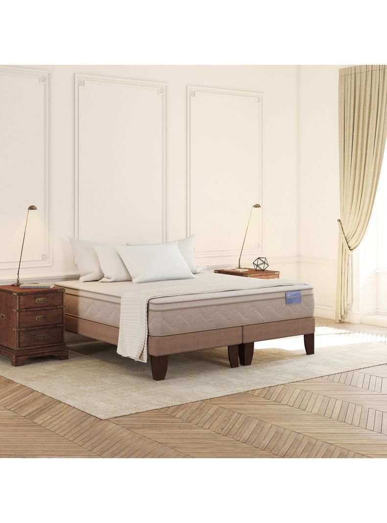 Cama Europea Rilassati King Base Dividida + Set Muebles New Torino Café-4