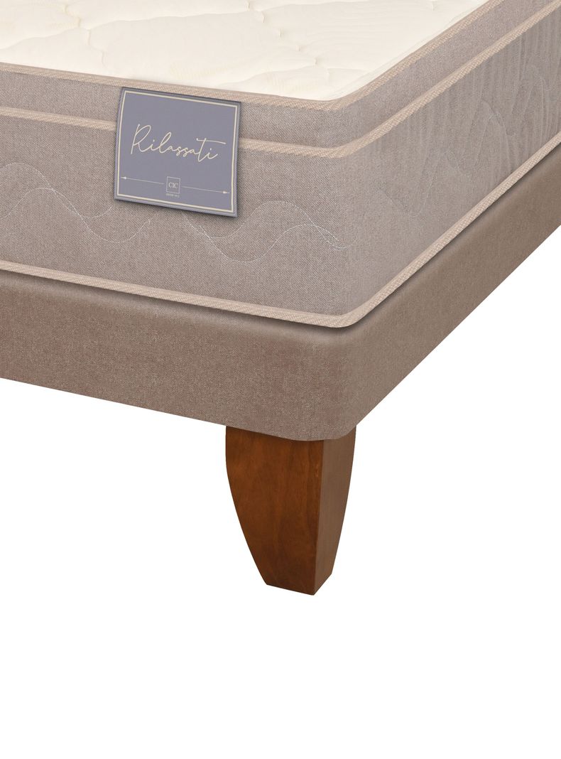 Cama Europea Rilassati 2 Plazas Long Base Dividida + Set Muebles New Torino Chocolate-3