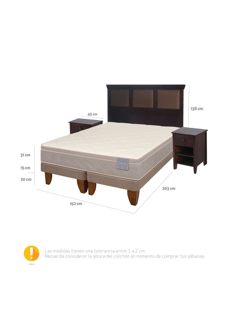 Cama Europea Rilassati 2 Plazas Long Base Dividida + Set Muebles New Torino Chocolate-1