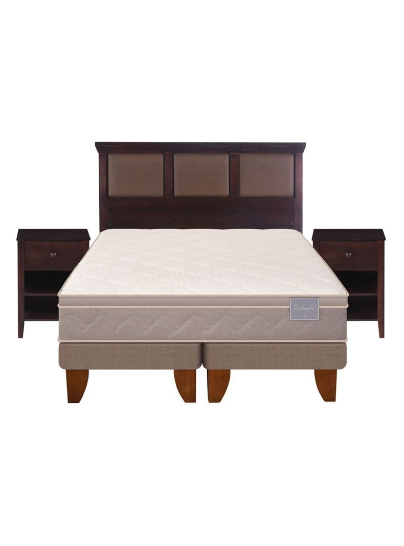 Cama Europea Rilassati 2 Plazas Long Base Dividida + Set Muebles New Torino Chocolate-2