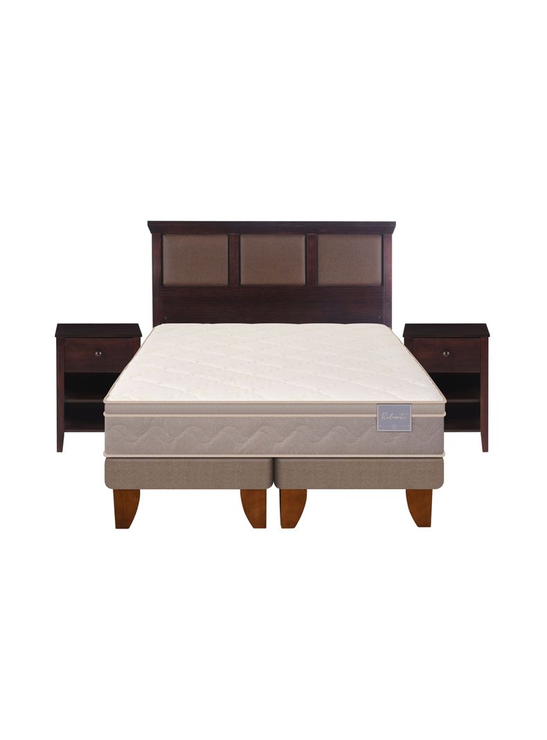 Cama Europea Rilassati King Base Dividida + Set Muebles New Torino Chocolate-2
