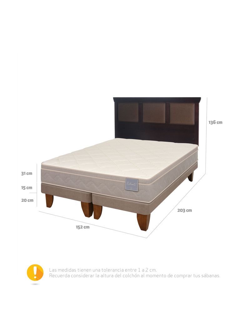 Cama Europea Rilassati 2 Plazas Long Base Dividida + Respaldo New Torino Chocolate-1