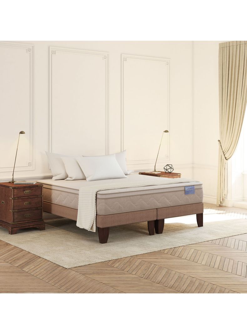 Cama Europea Rilassati 2 Plazas Long Base Dividida + Respaldo New Torino Chocolate-4